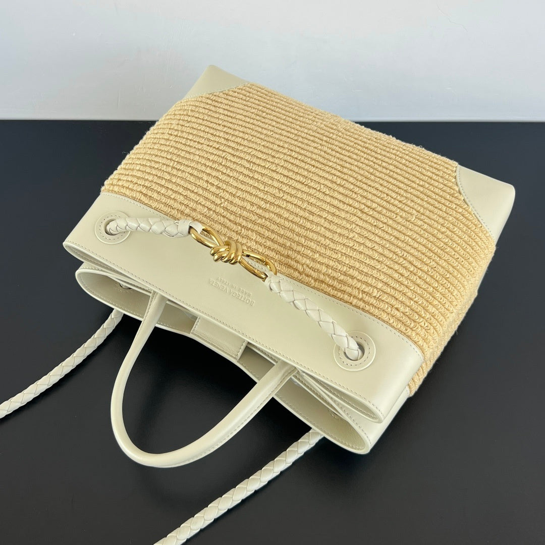 Bottega Veneta Andiamo Nylon Raffia Bag