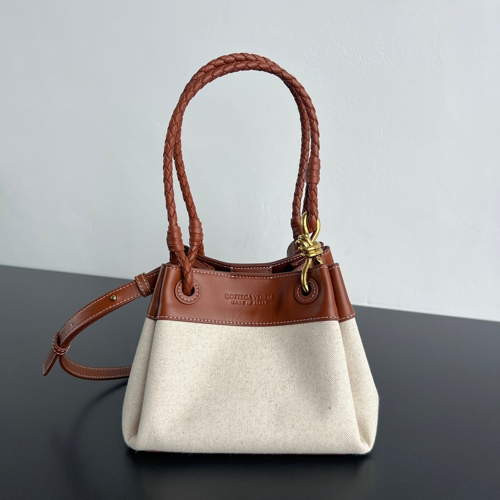 Bottega Veneta Parachute Canvas–Leather Bag