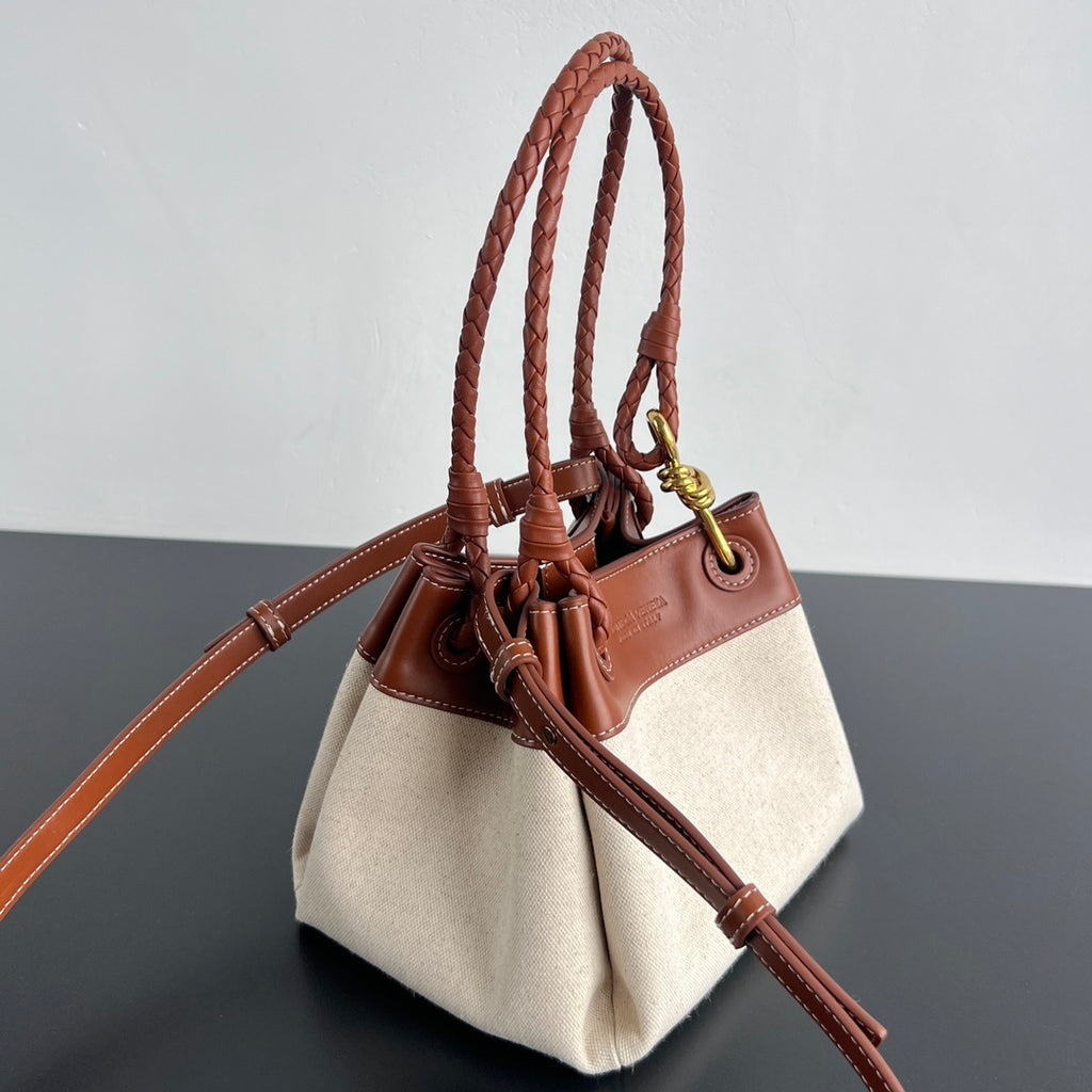 Bottega Veneta Parachute Canvas–Leather Bag