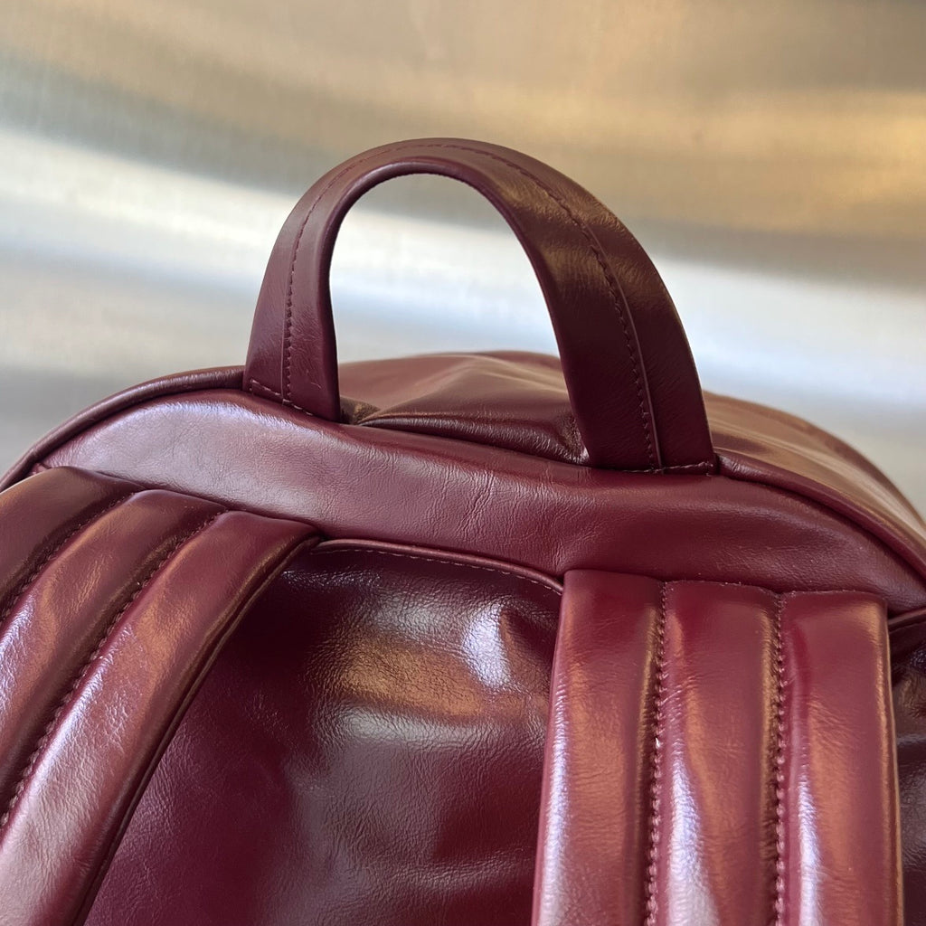 Bottega Veneta Pleated Oil-Waxed Leather Backpack