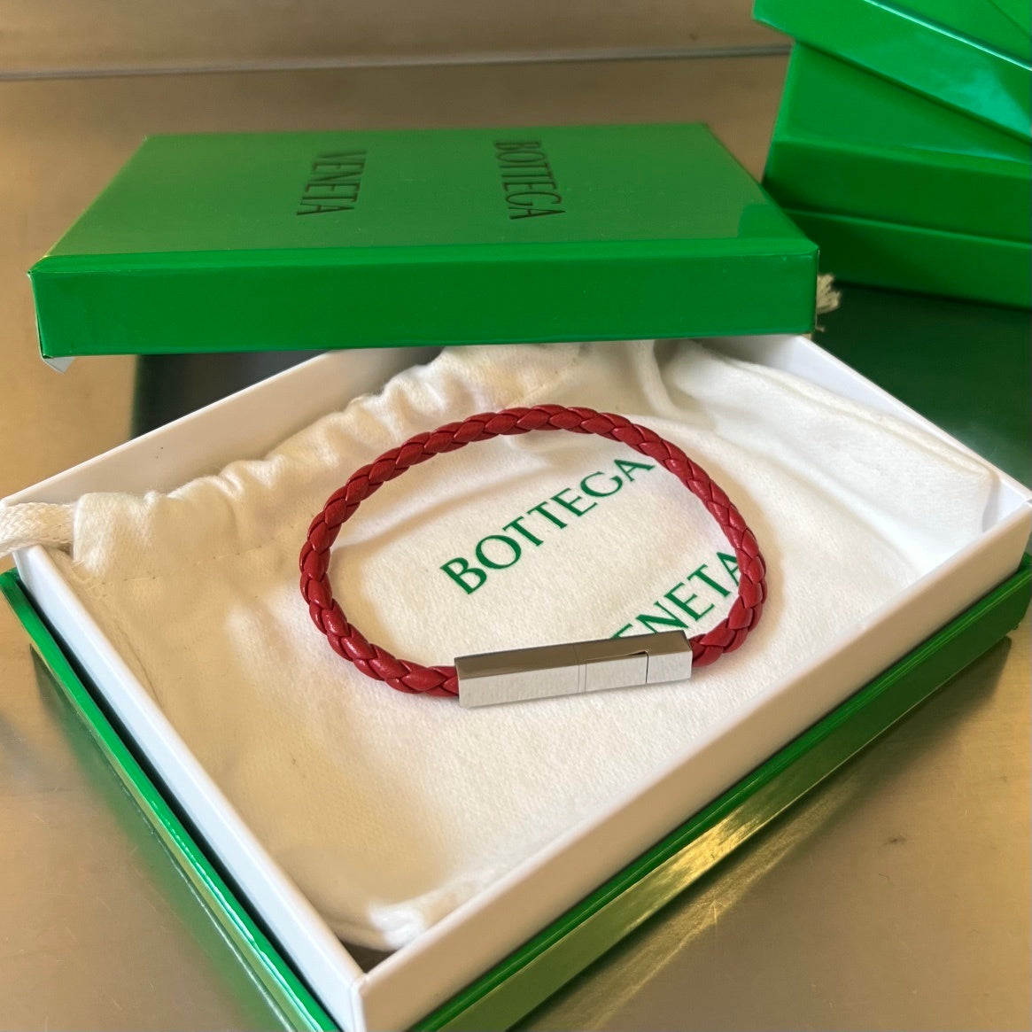 Bottega Veneta Woven Leather Bracelet