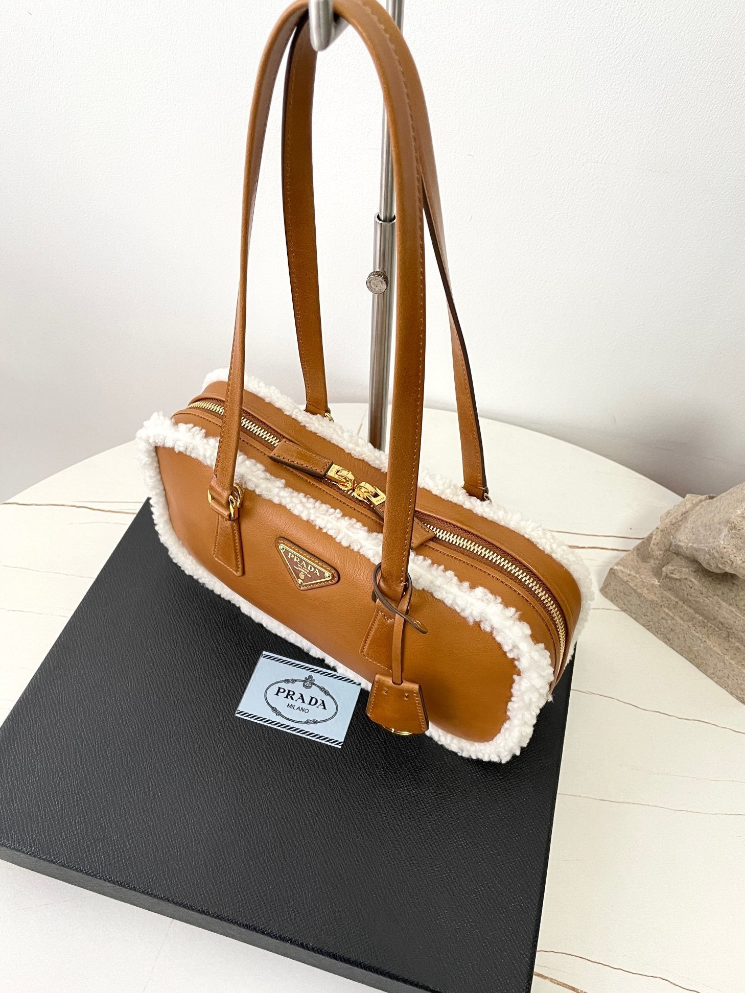 Prada Shearling Bowling Bag