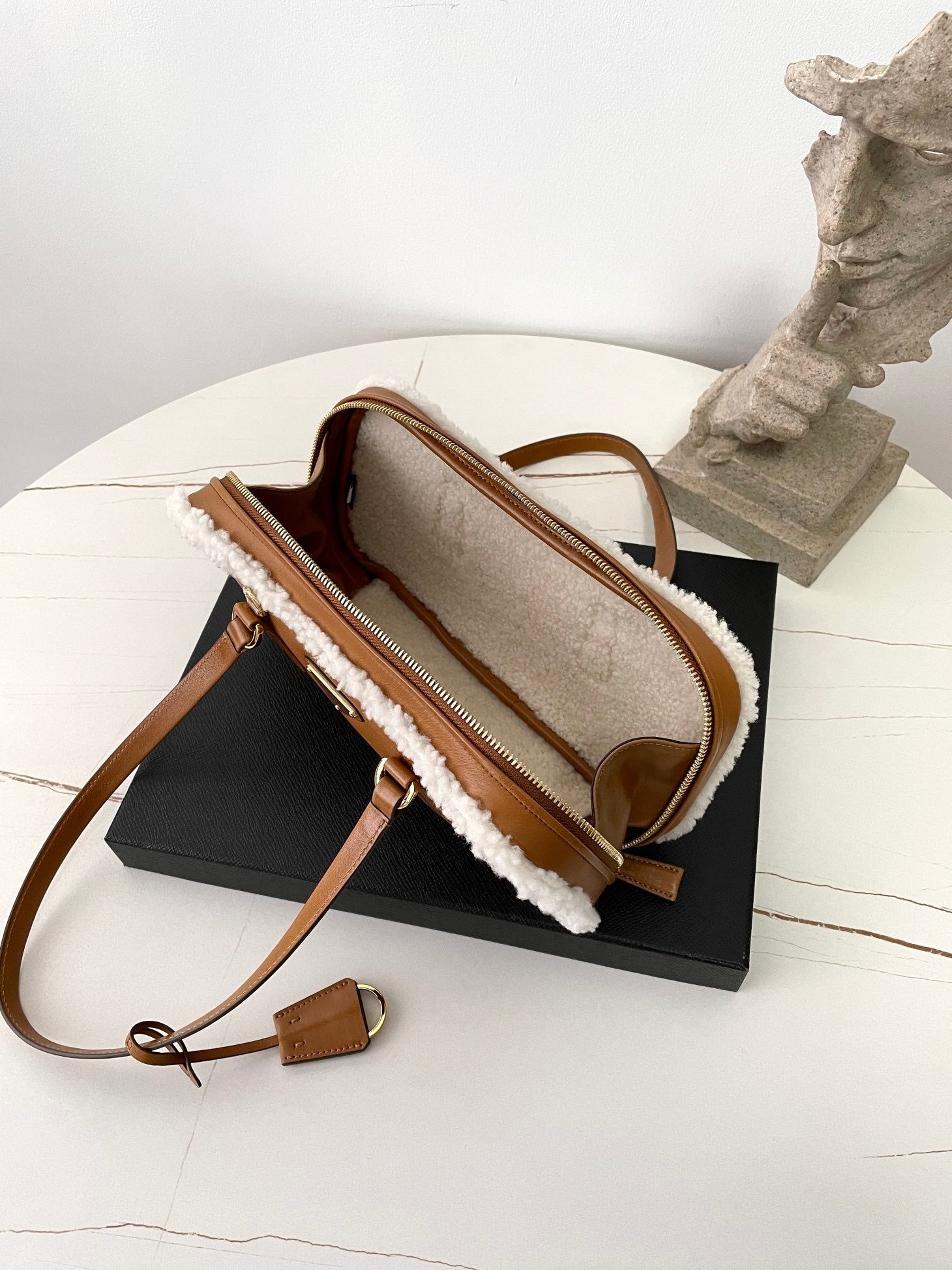 Prada Shearling Bowling Bag