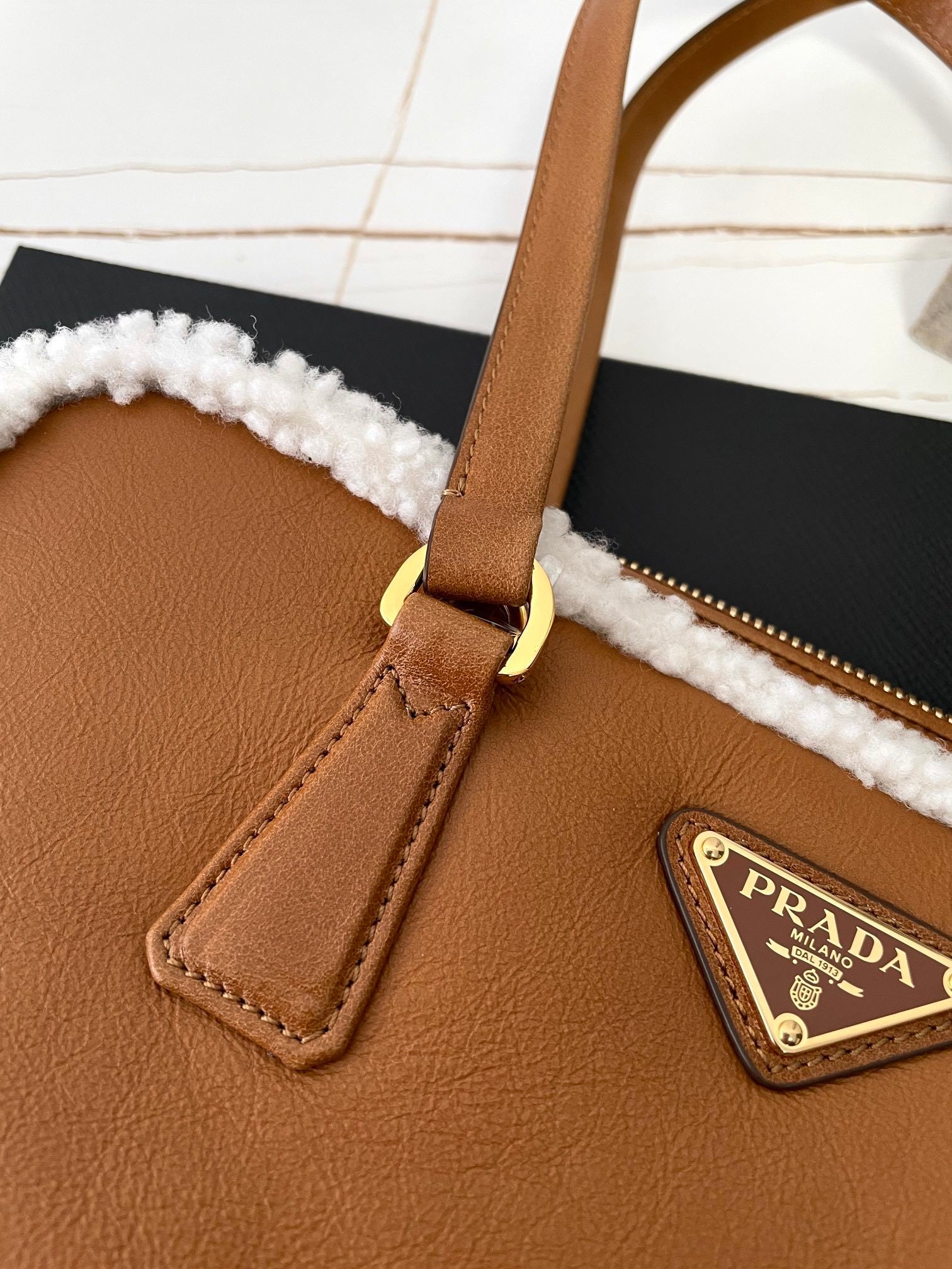 Prada Shearling Bowling Bag