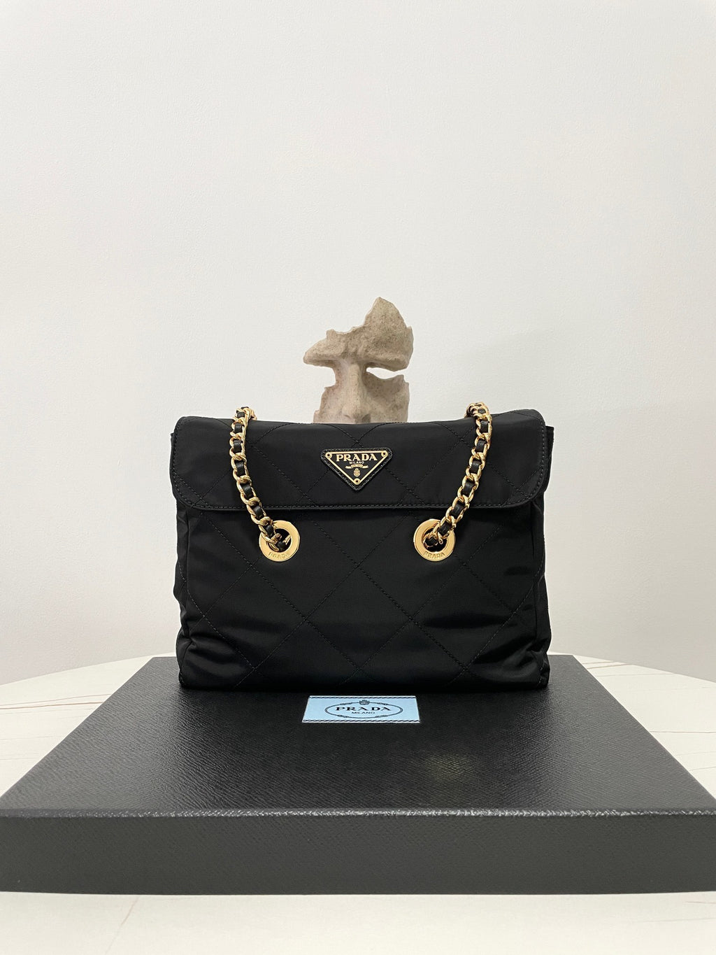 Prada Vintage Quilted Chain Hobo Bag