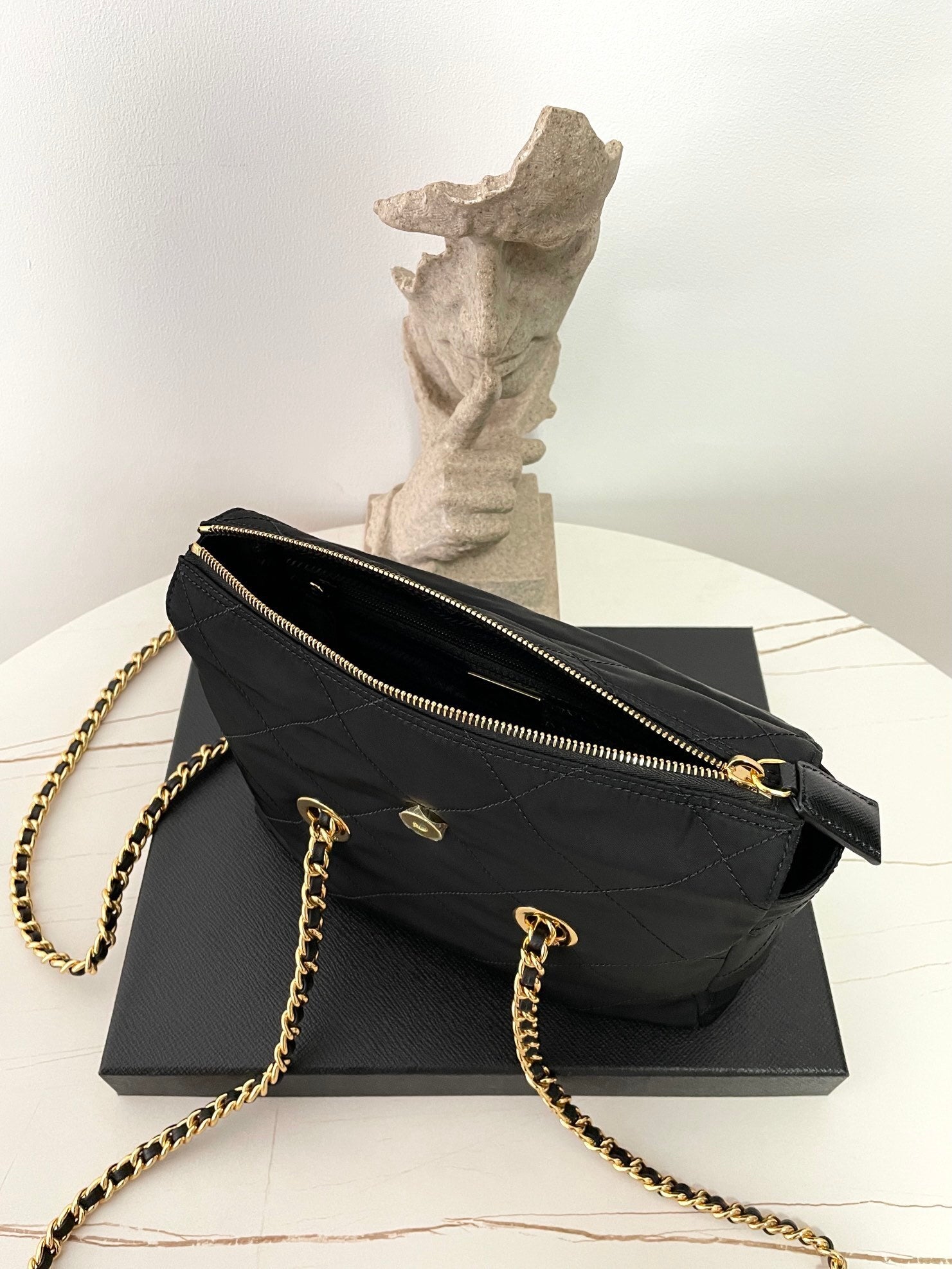 Prada Vintage Quilted Chain Hobo Bag