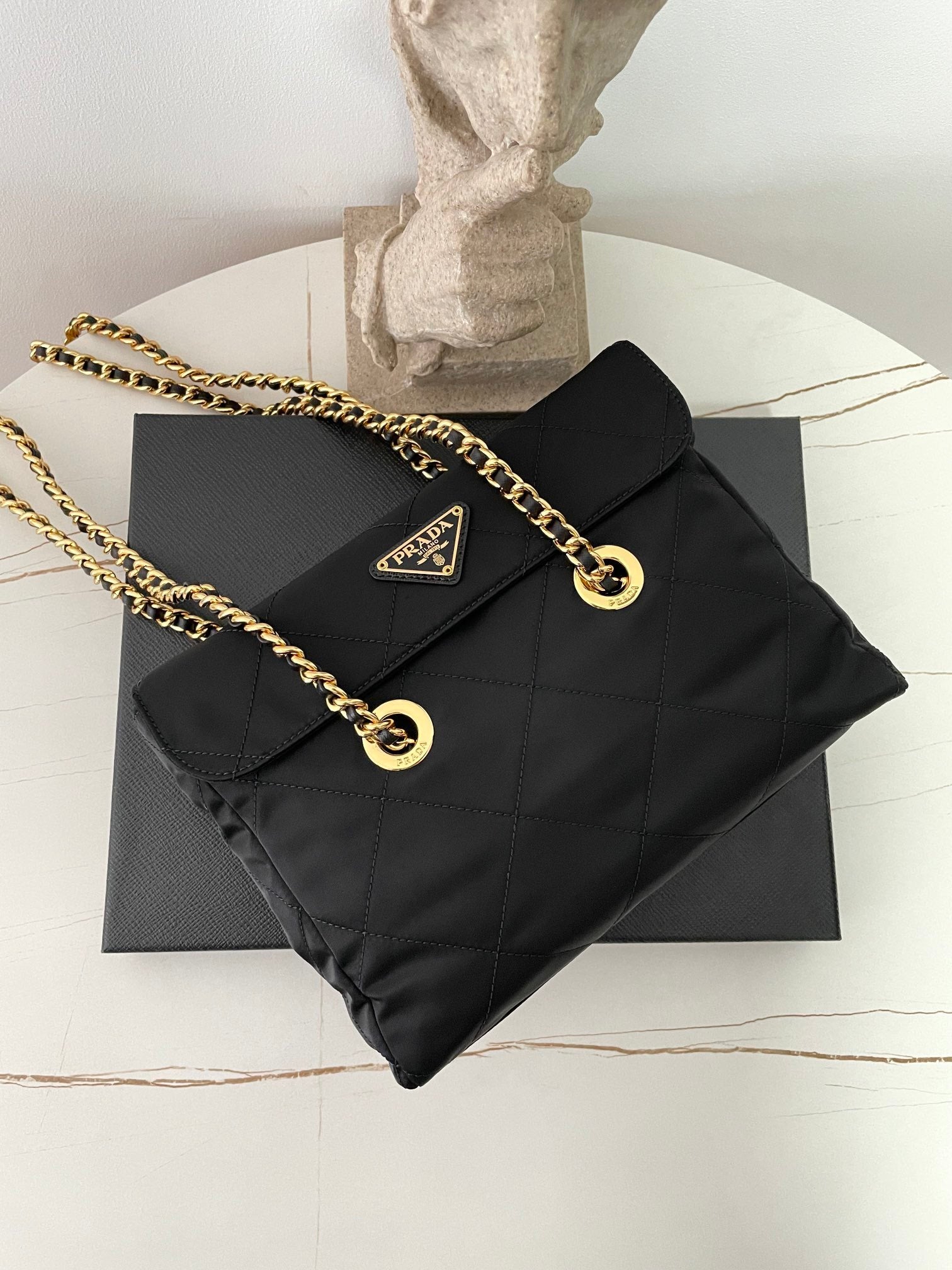 Prada Vintage Quilted Chain Hobo Bag