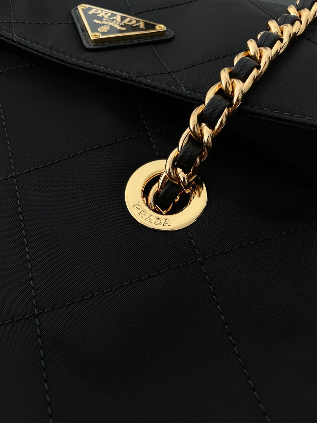 Prada Vintage Quilted Chain Hobo Bag