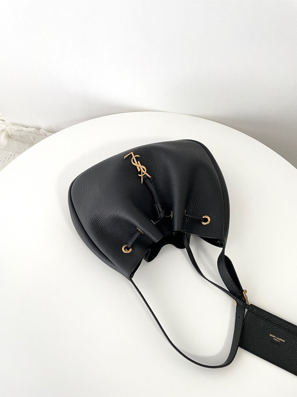 YSL Yves Saint Laurent Paris VII Drawstring Bag