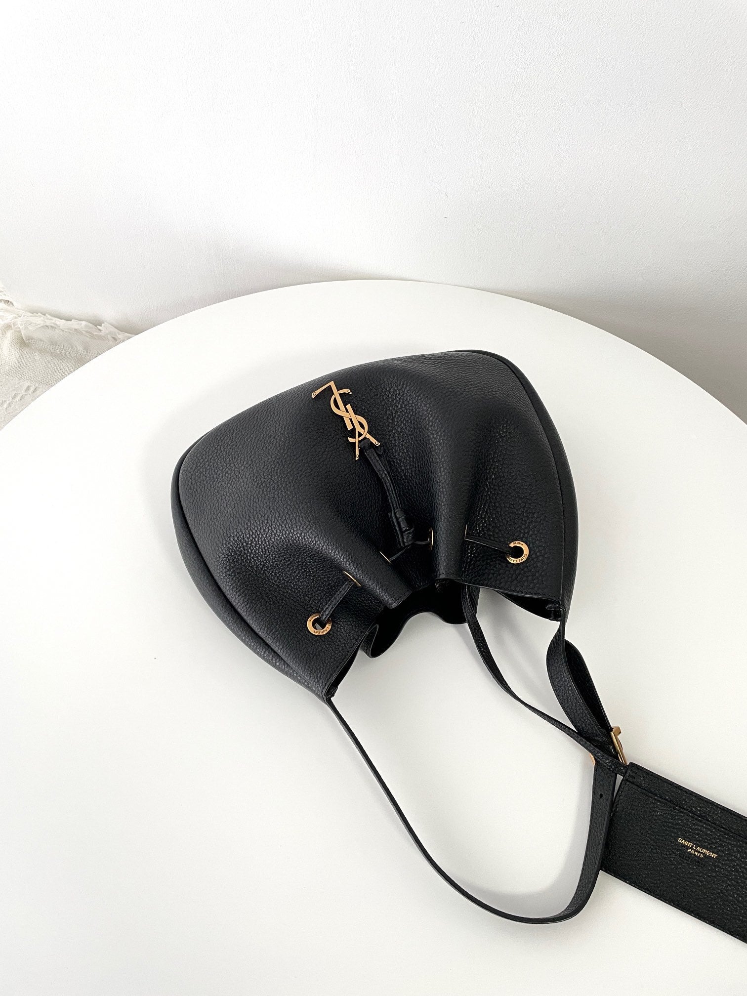 YSL Yves Saint Laurent Paris VII Drawstring Bag