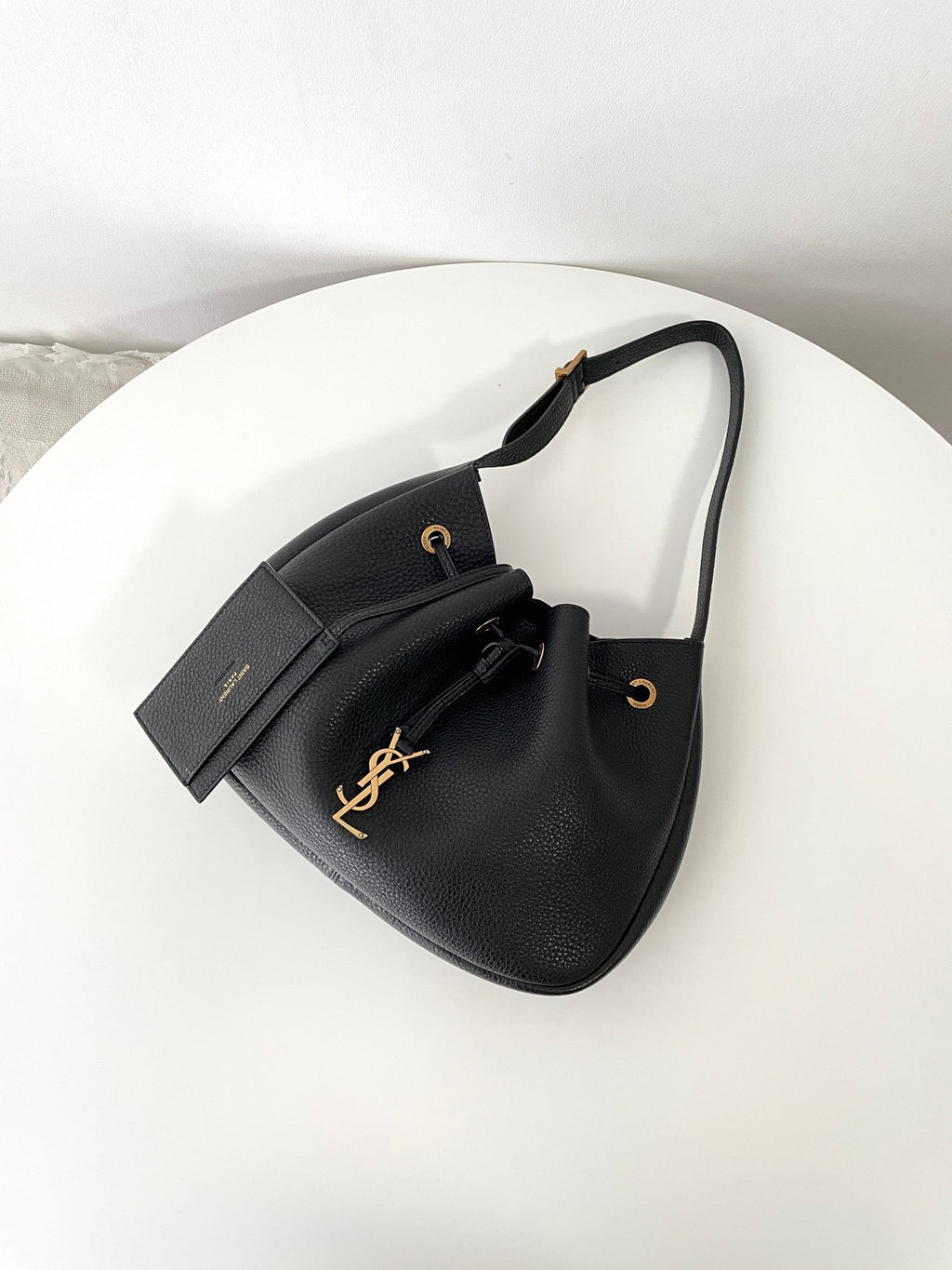 YSL Yves Saint Laurent Paris VII Drawstring Bag