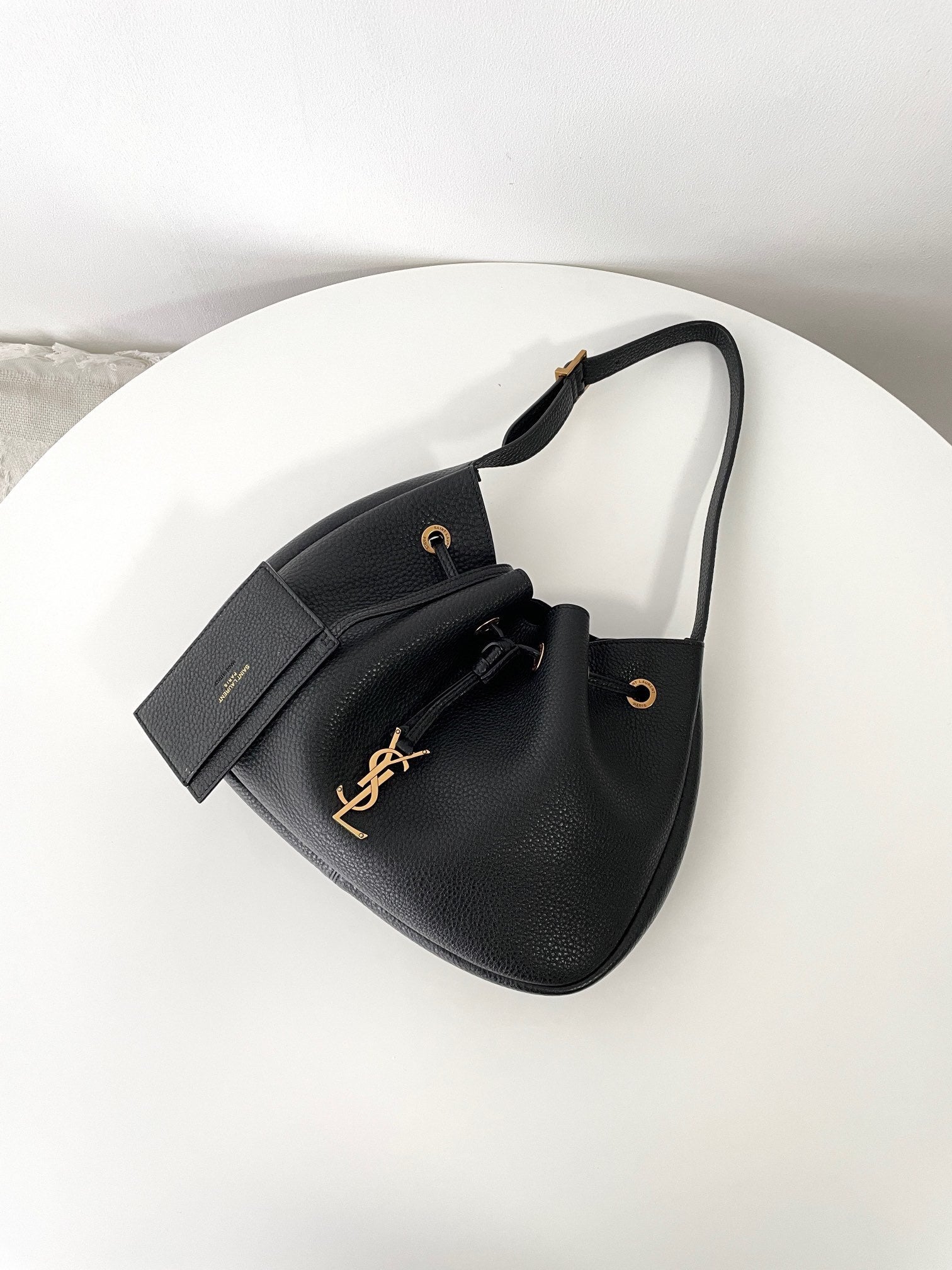 YSL Yves Saint Laurent Paris VII Drawstring Bag