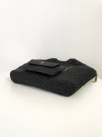 YSL Yves Saint Laurent ICARE Raffia Tote Bag
