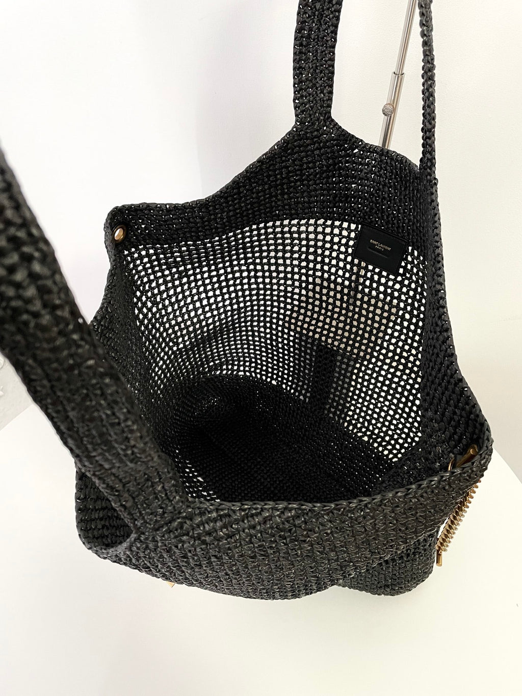 YSL Yves Saint Laurent ICARE Raffia Tote Bag