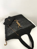 YSL Yves Saint Laurent ICARE Raffia Tote Bag