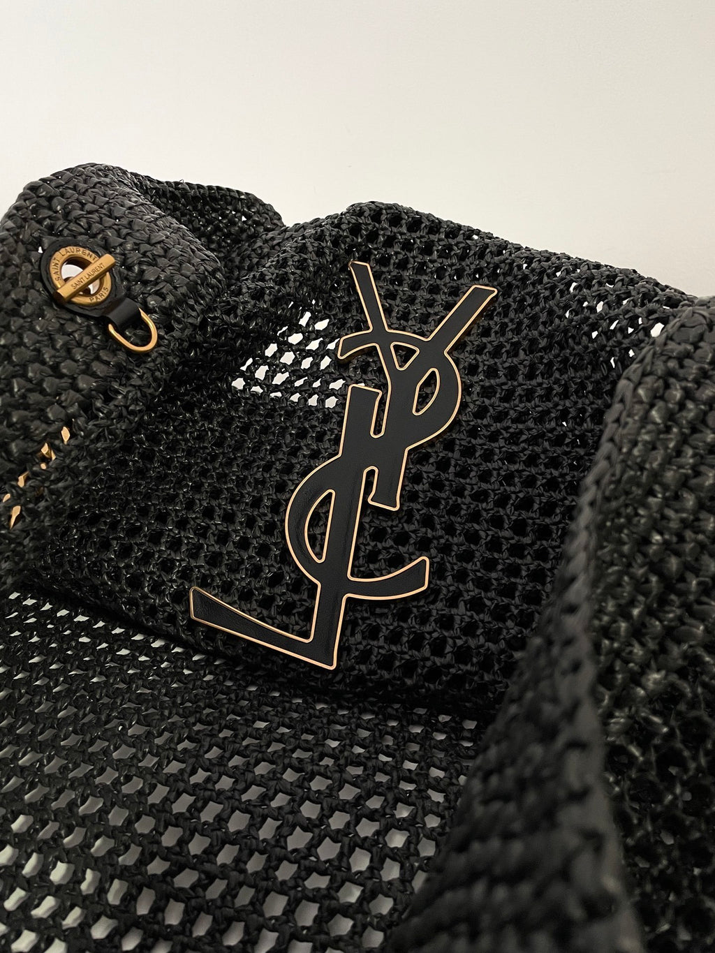 YSL Yves Saint Laurent ICARE Raffia Tote Bag