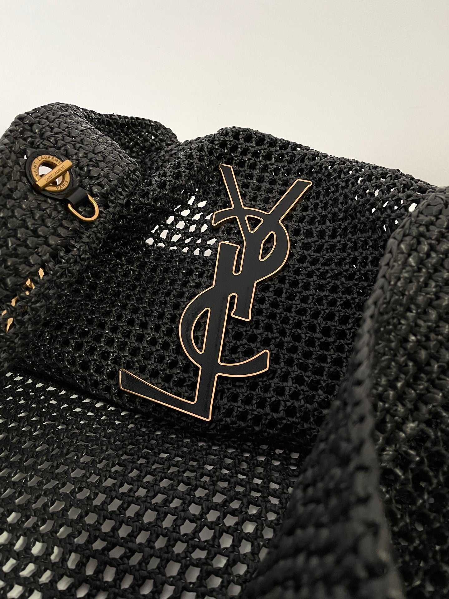 YSL Yves Saint Laurent ICARE Raffia Tote Bag