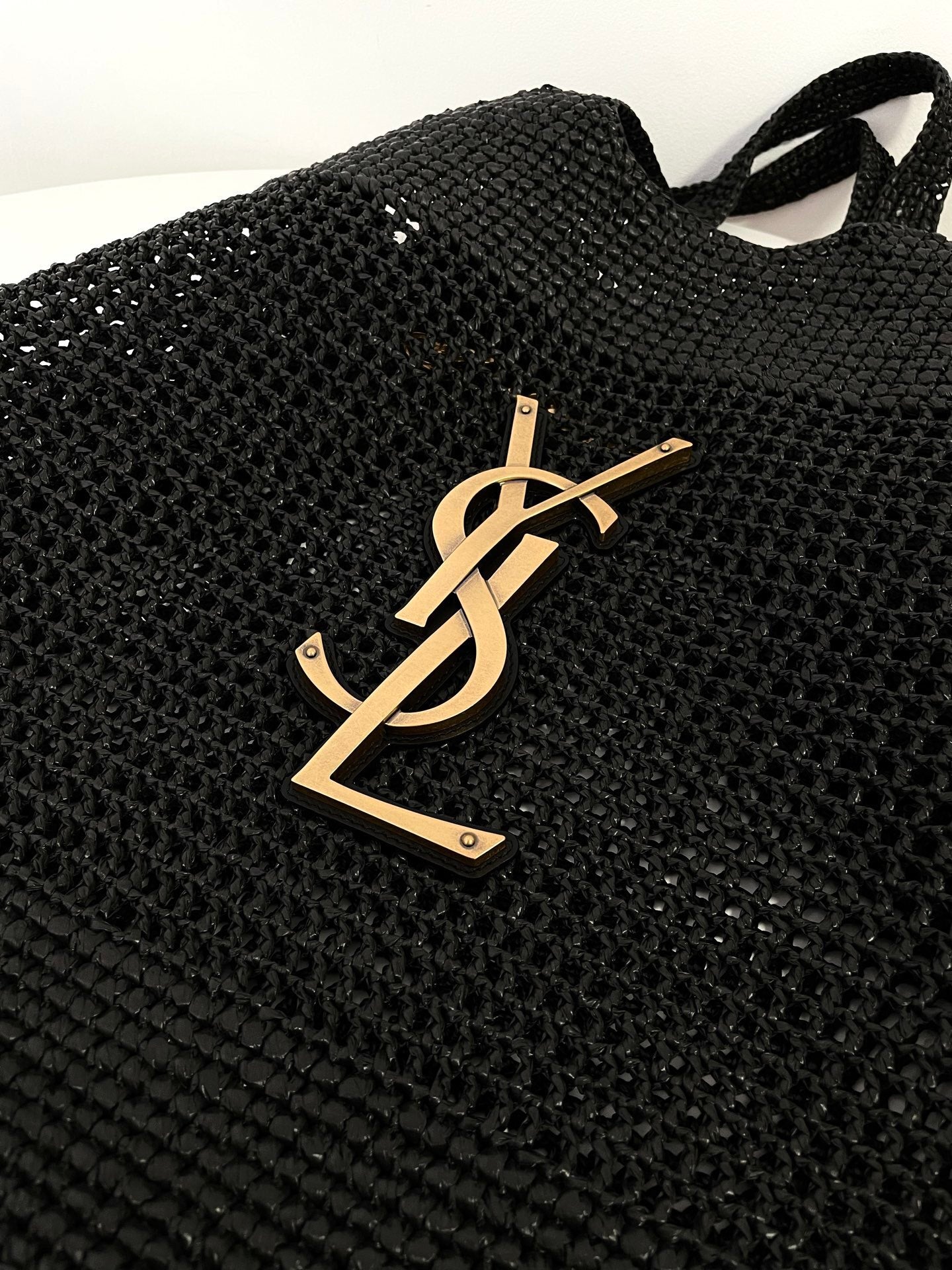 YSL Yves Saint Laurent ICARE Raffia Tote Bag