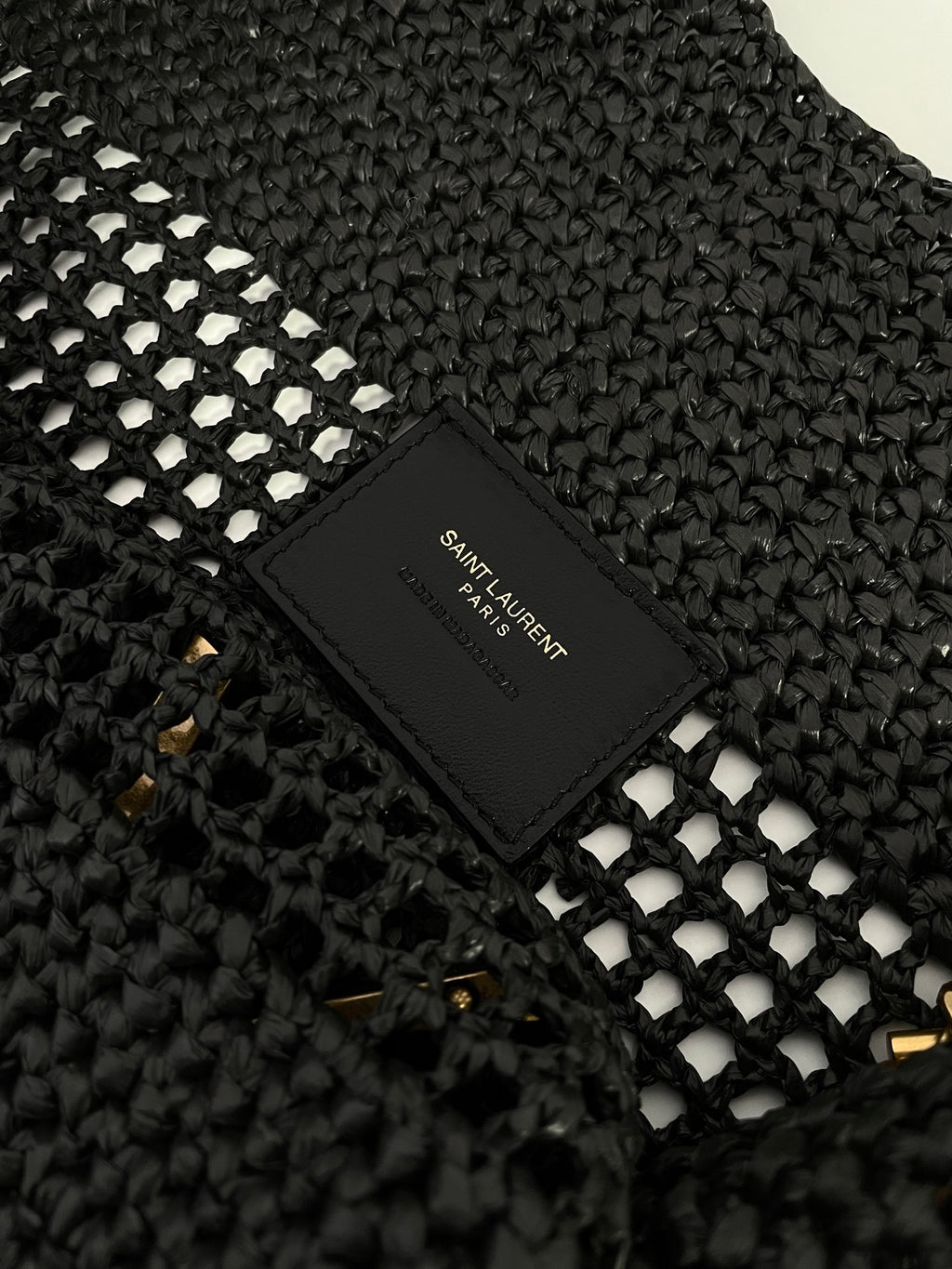 YSL Yves Saint Laurent ICARE Raffia Tote Bag