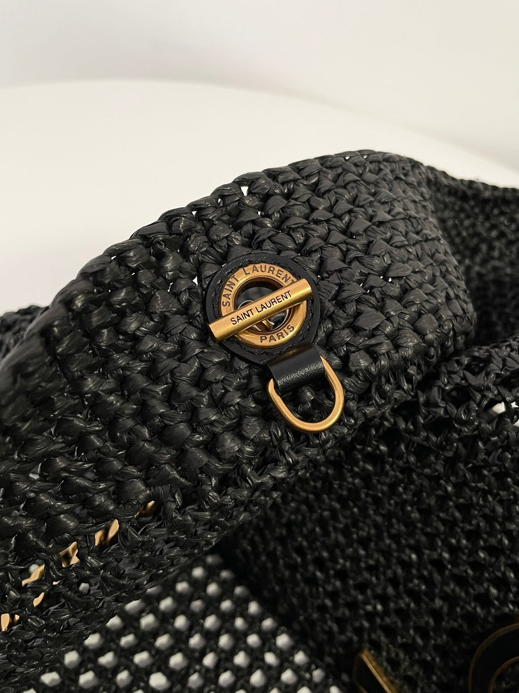 YSL Yves Saint Laurent ICARE Raffia Tote Bag