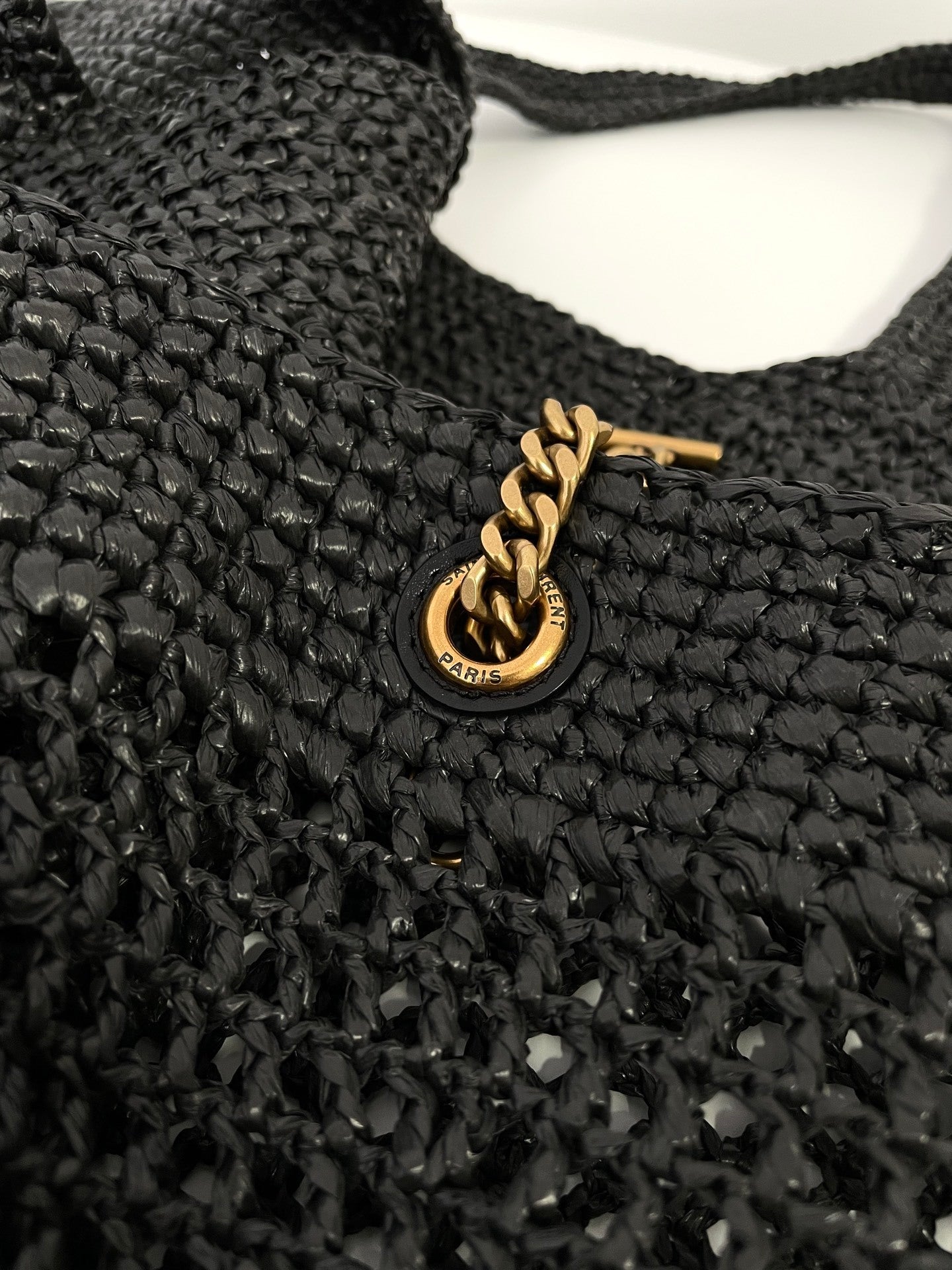 YSL Yves Saint Laurent ICARE Raffia Tote Bag