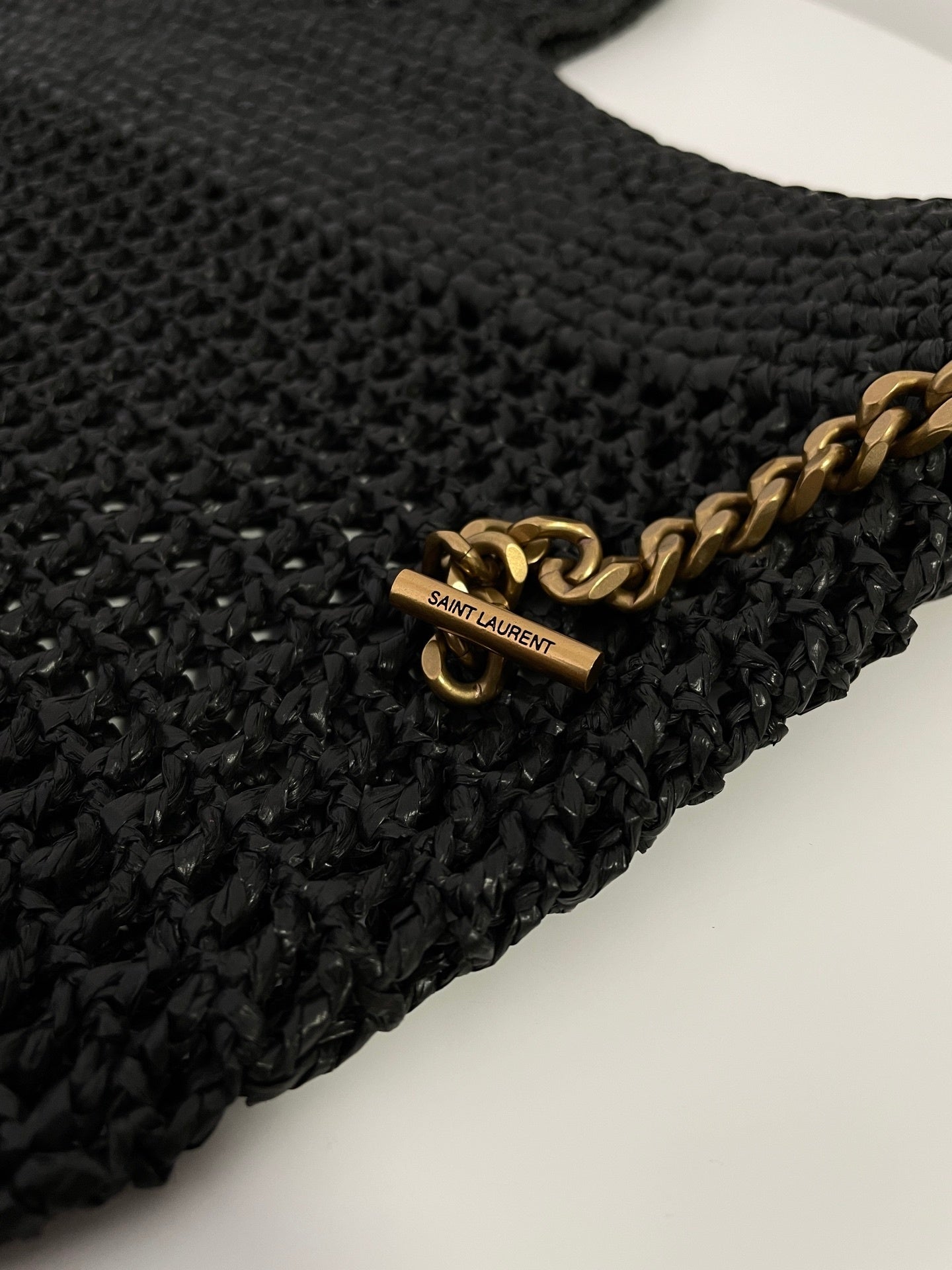 YSL Yves Saint Laurent ICARE Raffia Tote Bag