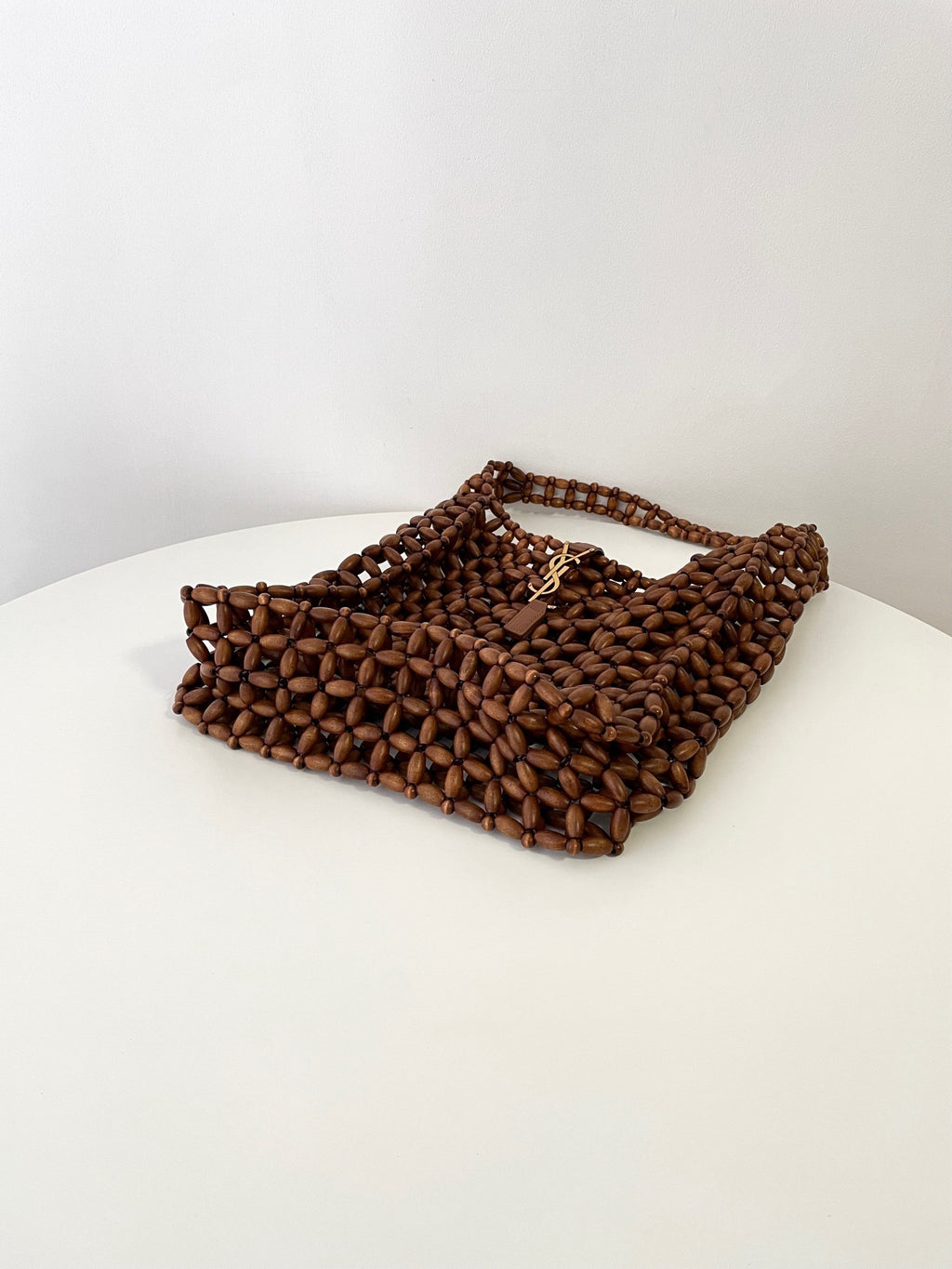 YSL Yves Saint Laurent Wood Bead Shoulder Bag