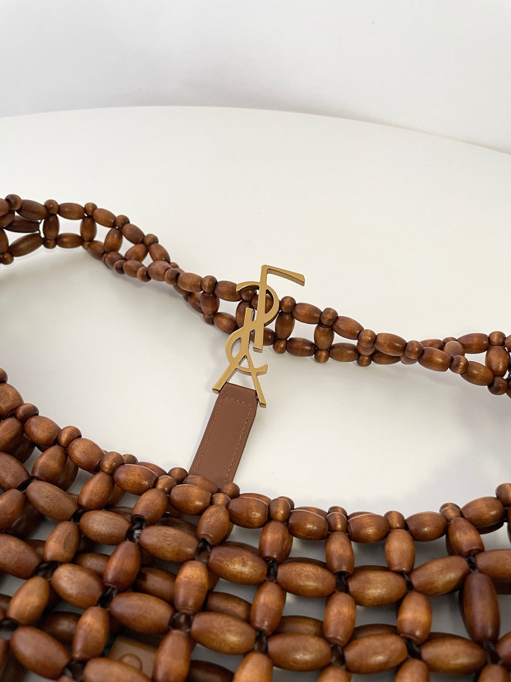 YSL Yves Saint Laurent Wood Bead Shoulder Bag