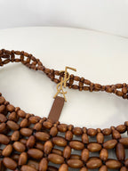 YSL Yves Saint Laurent Wood Bead Shoulder Bag
