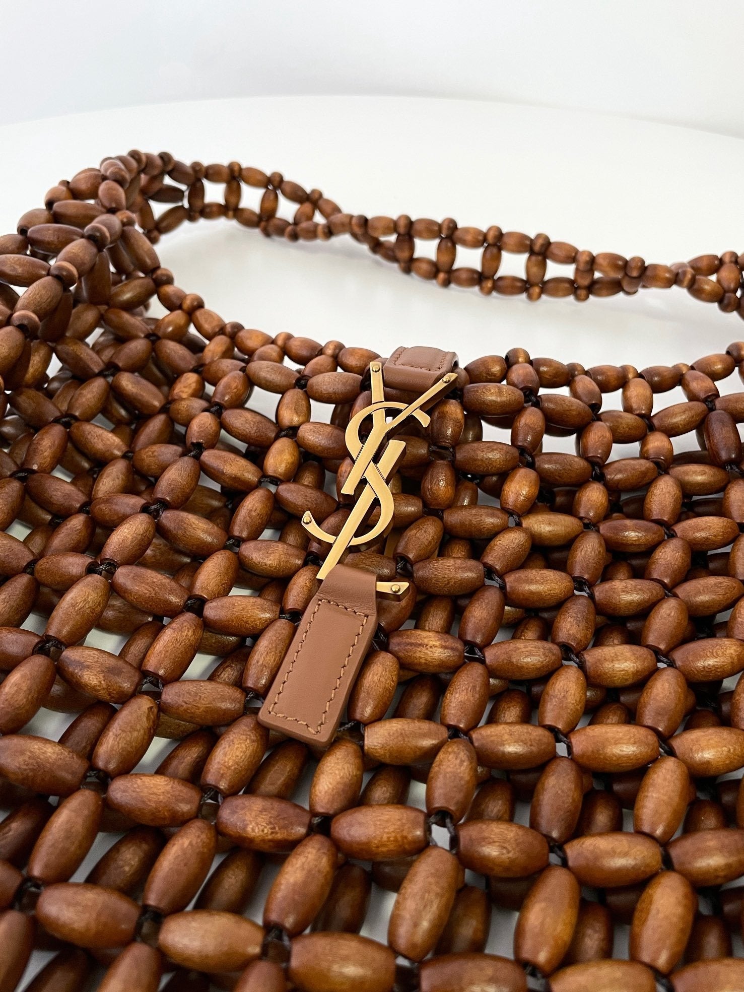 YSL Yves Saint Laurent Wood Bead Shoulder Bag