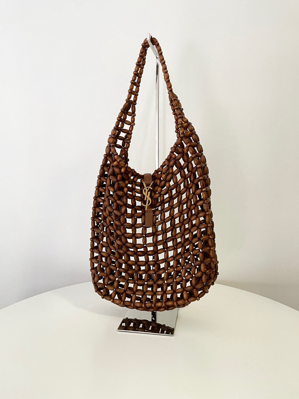 YSL Yves Saint Laurent Wood Bead Shoulder Bag