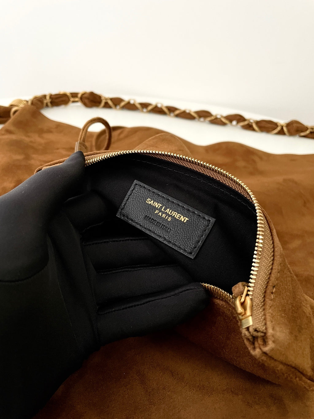 YSL Yves Saint Laurent Suede Large Shoulder Bag