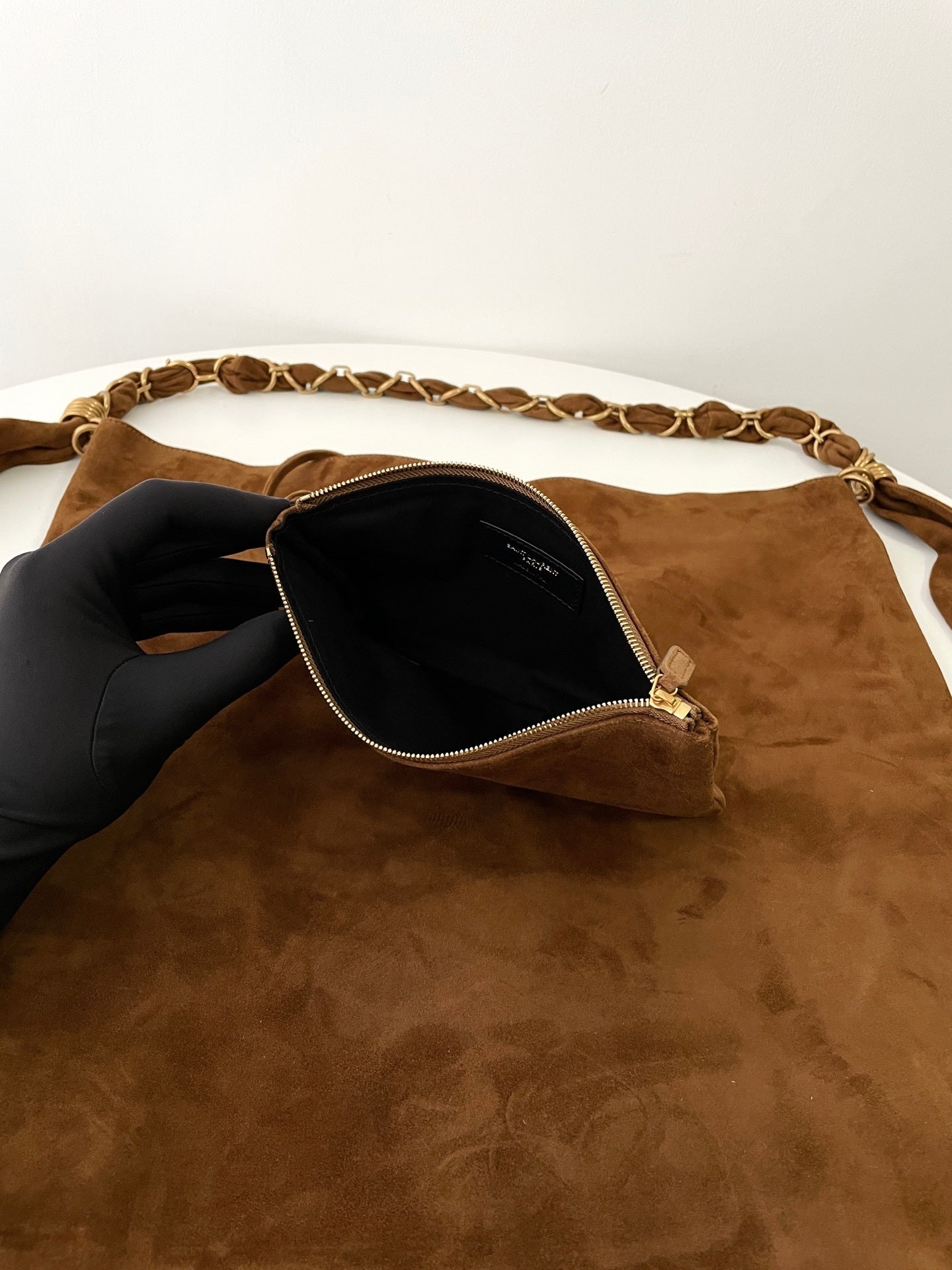 YSL Yves Saint Laurent Suede Large Shoulder Bag