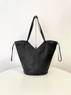 YSL Yves Saint Laurent Leather Drawstring Tote Bag