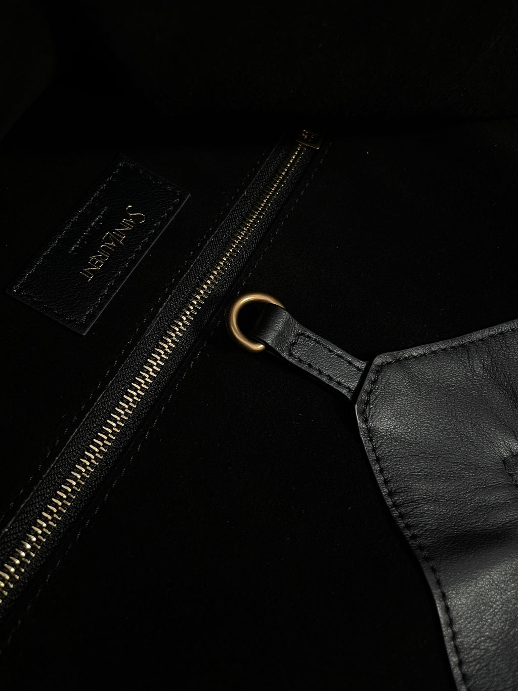 YSL Yves Saint Laurent Leather Drawstring Tote Bag
