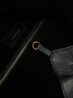 YSL Yves Saint Laurent Leather Drawstring Tote Bag