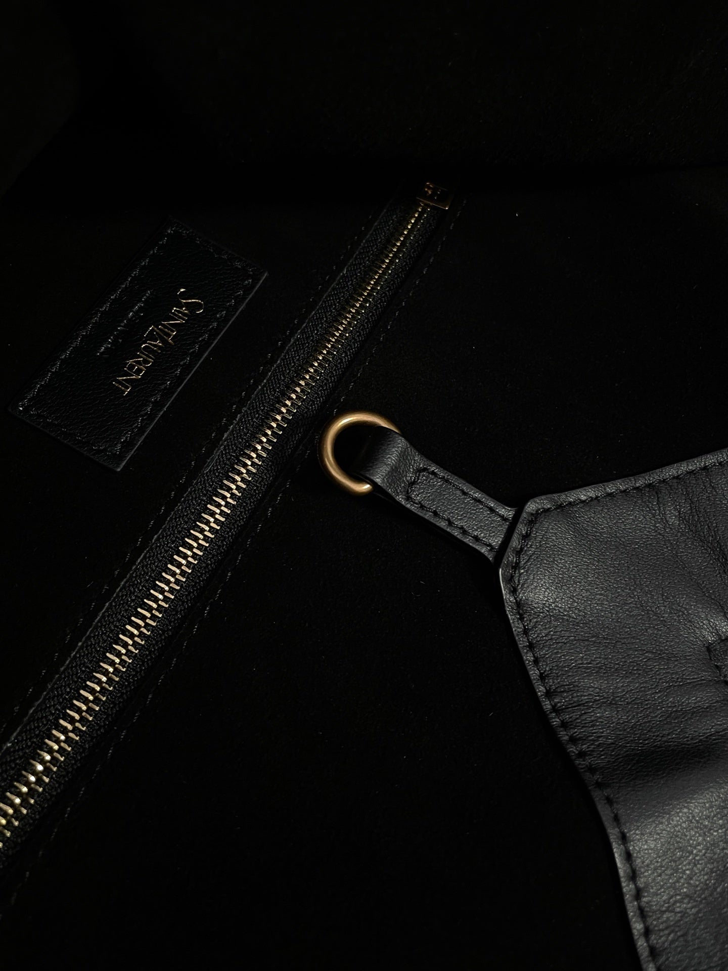 YSL Yves Saint Laurent Leather Drawstring Tote Bag