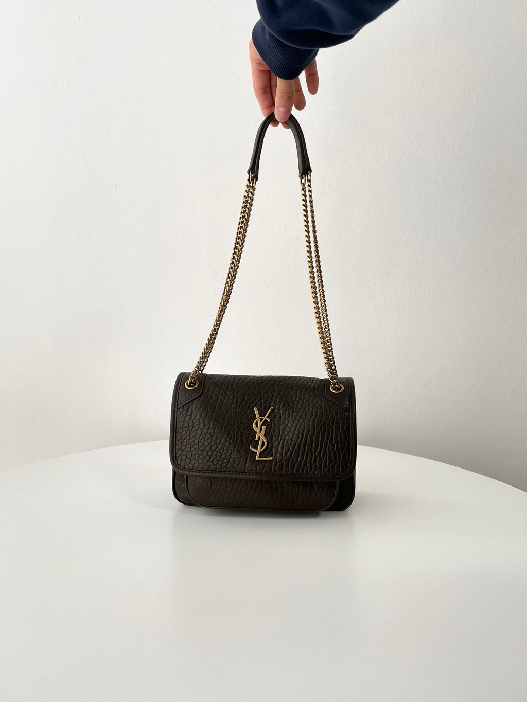 YSL Yves Saint Laurent NIKI Shoulder Bag Elephant Grain