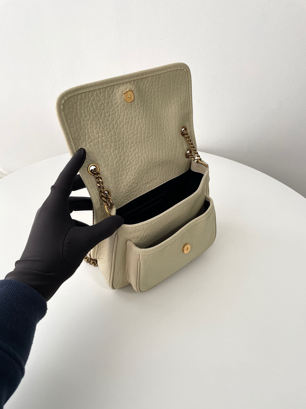 YSL Yves Saint Laurent NIKI Shoulder Bag Elephant Grain