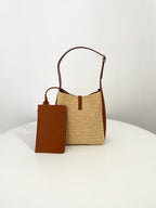 YSL Yves Saint Laurent LE 5 À 7 Raffia Hobo Bag