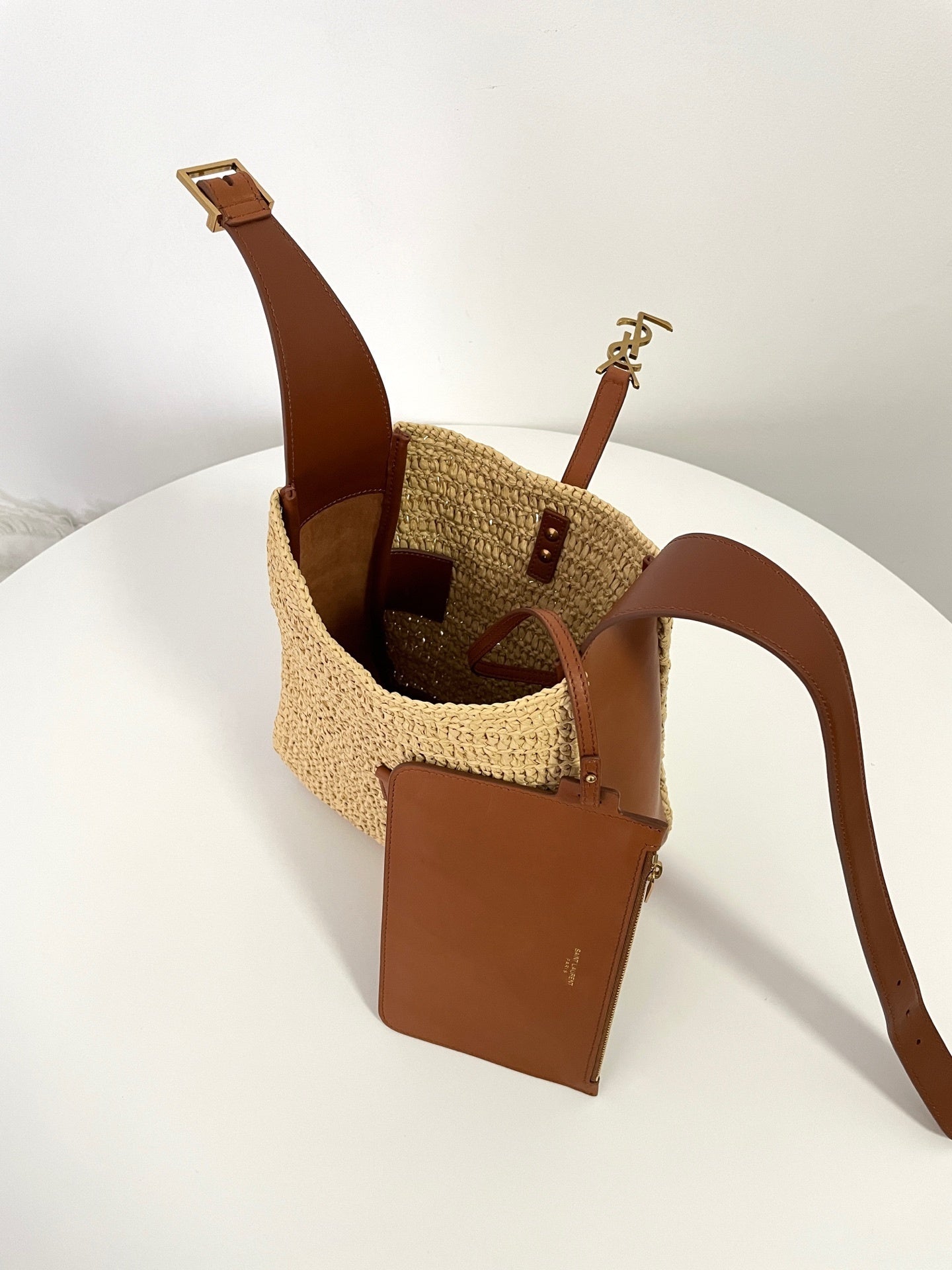 YSL Yves Saint Laurent LE 5 À 7 Raffia Hobo Bag