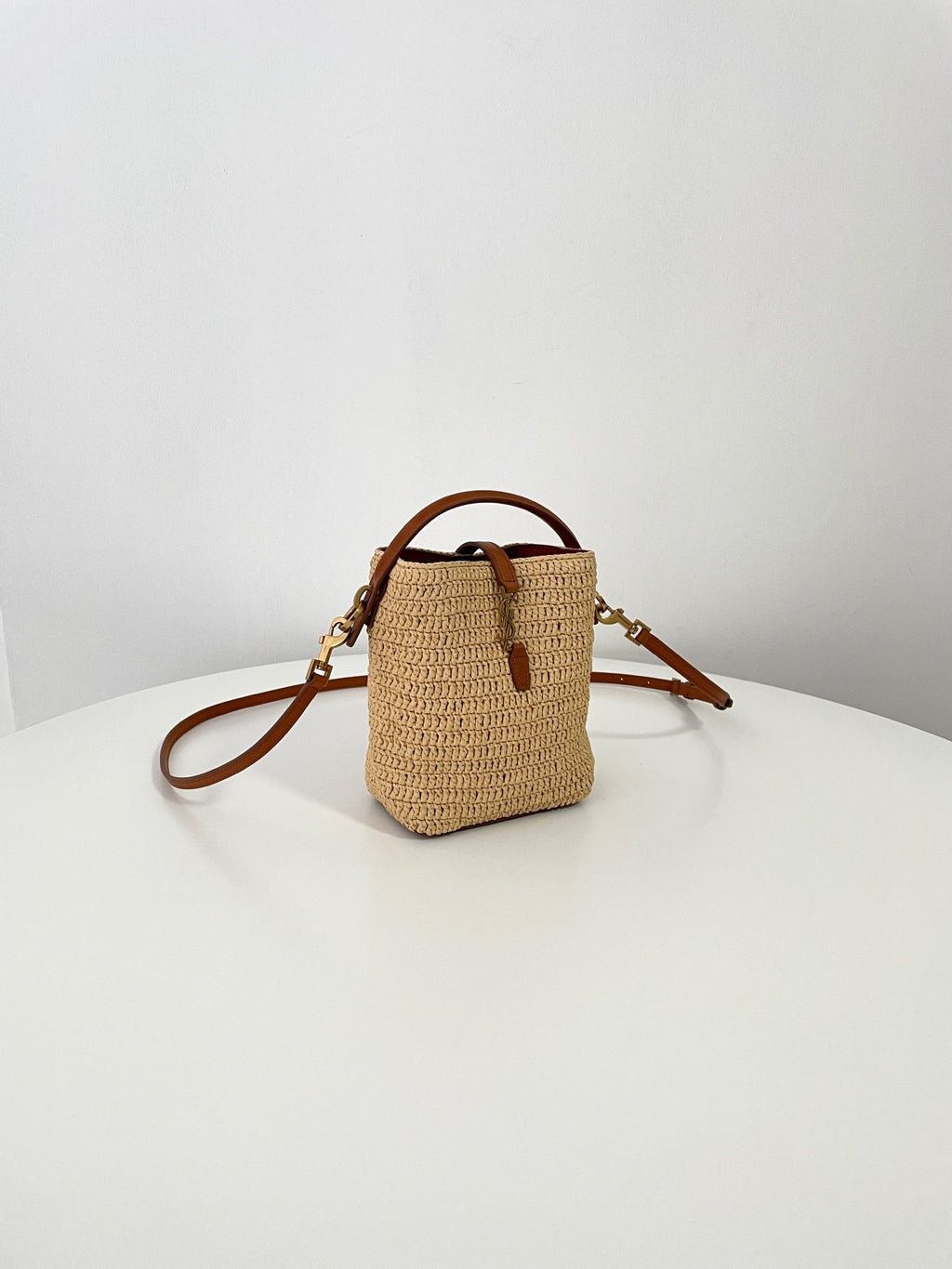 YSL Yves Saint Laurent LE 37 Raffia Bucket Bag Mini
