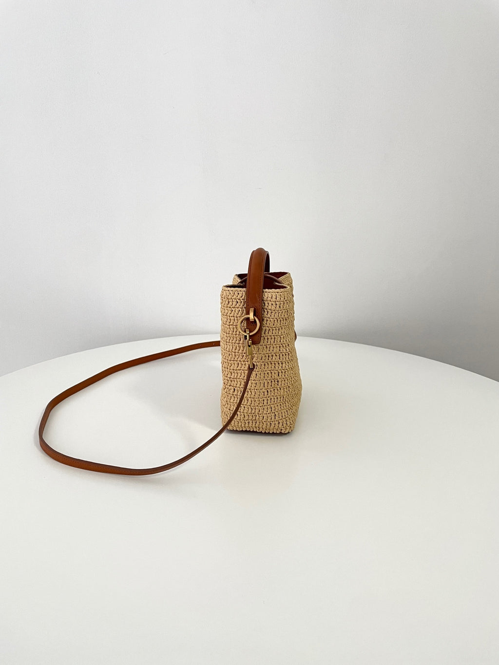 YSL Yves Saint Laurent LE 37 Raffia Bucket Bag Mini