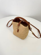 YSL Yves Saint Laurent LE 37 Raffia Bucket Bag Mini