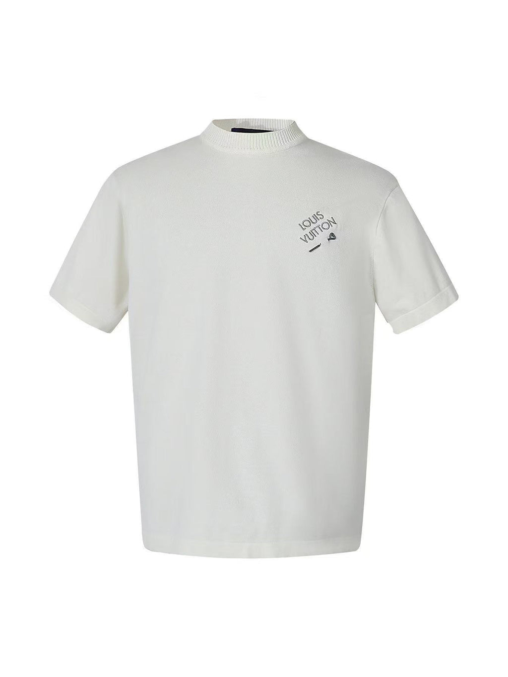 Louis Vuitton Solid Color Crew Neck Short-Sleeve T-Shirt with Chest Logo