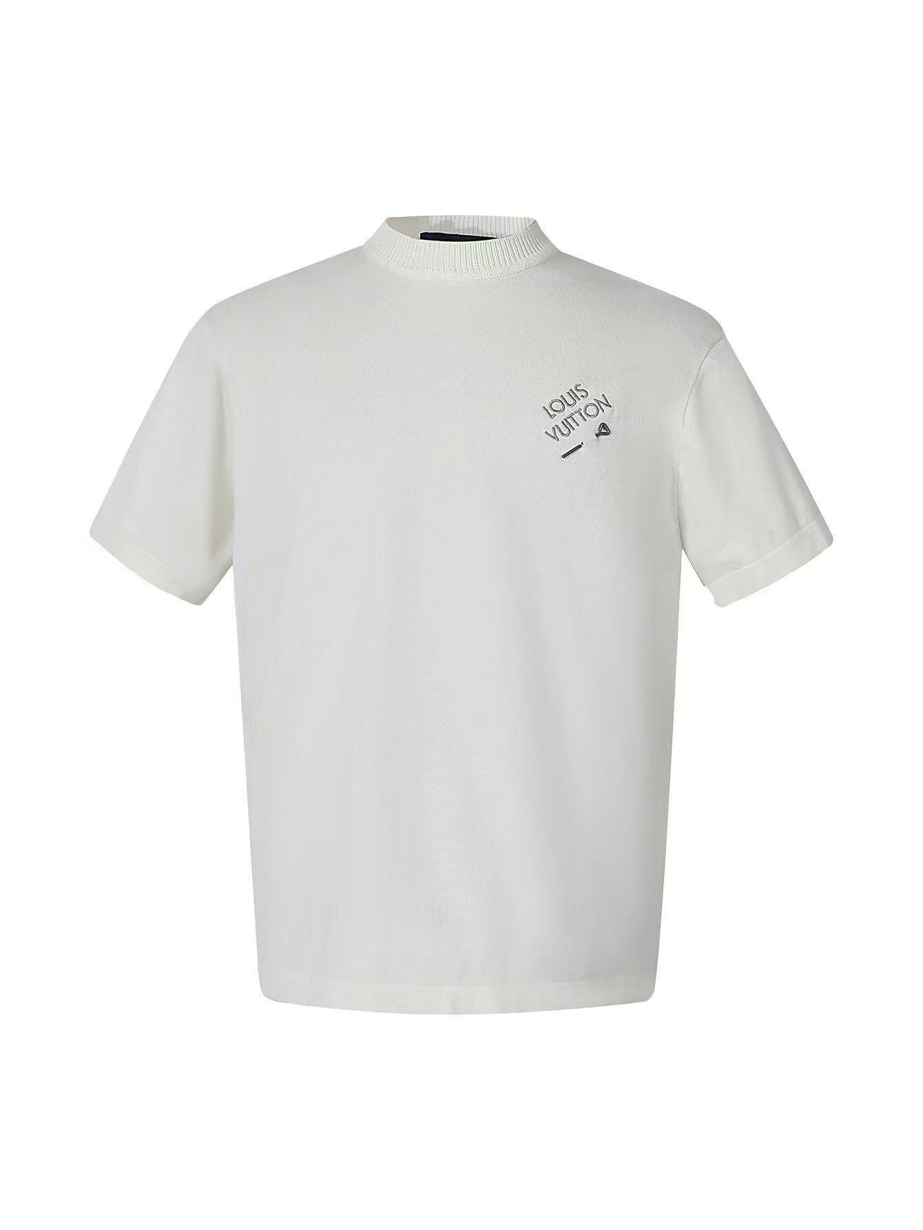 Louis Vuitton Solid Color Crew Neck Short-Sleeve T-Shirt with Chest Logo