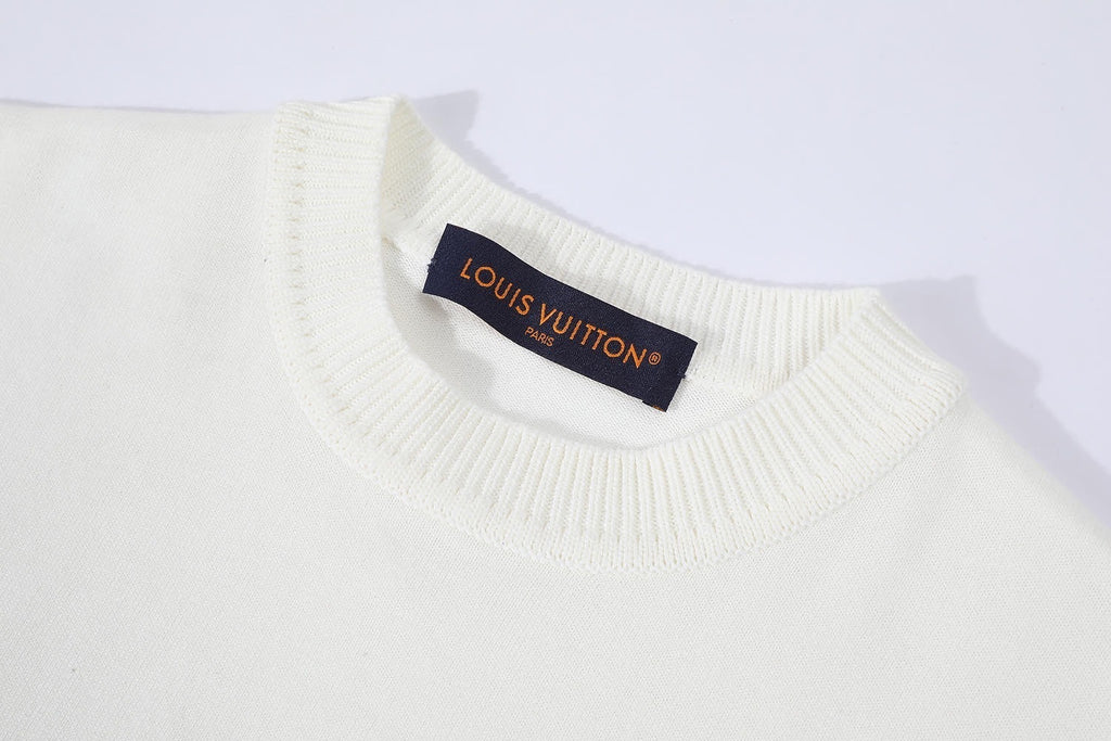 Louis Vuitton Solid Color Crew Neck Short-Sleeve T-Shirt with Chest Logo
