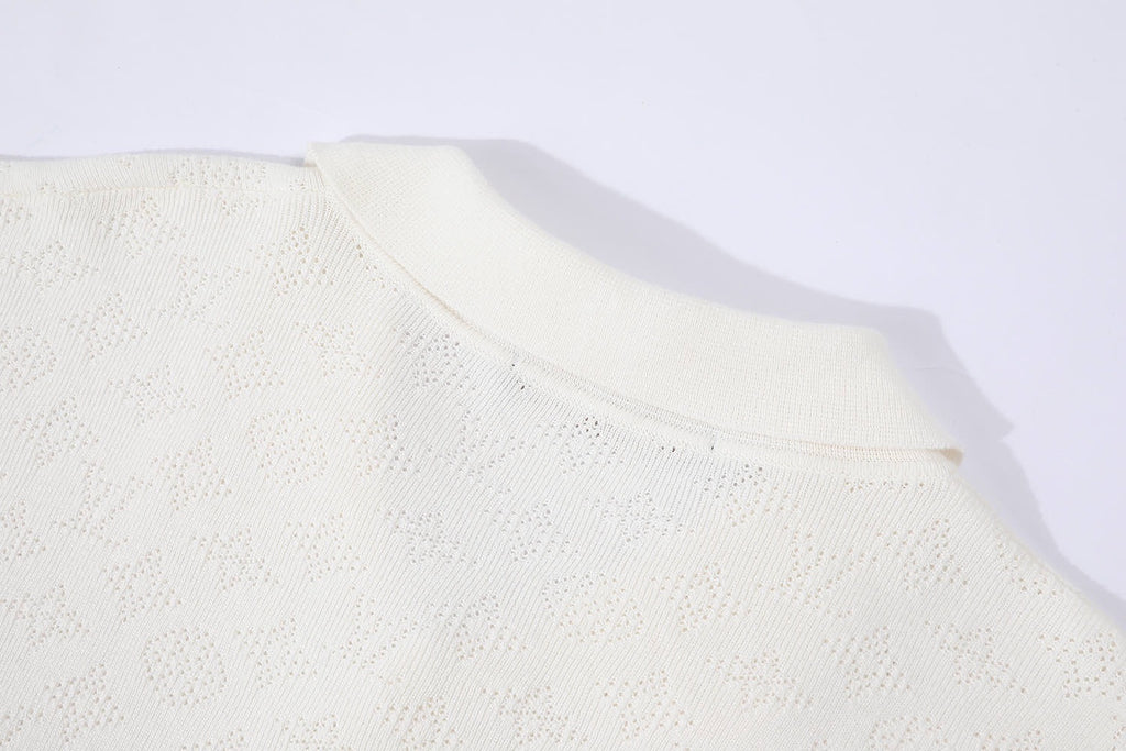 Louis Vuitton SS Logo Pattern Hollow-Out Short-Sleeve Shirt
