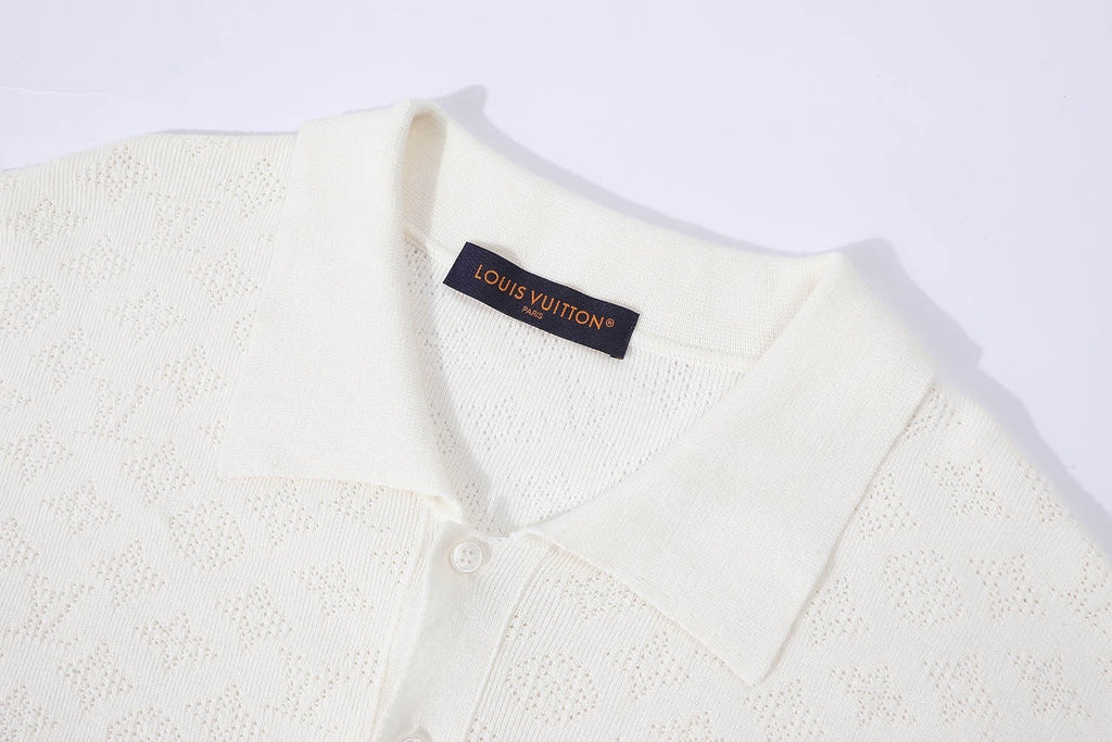 Louis Vuitton SS Logo Pattern Hollow-Out Short-Sleeve Shirt