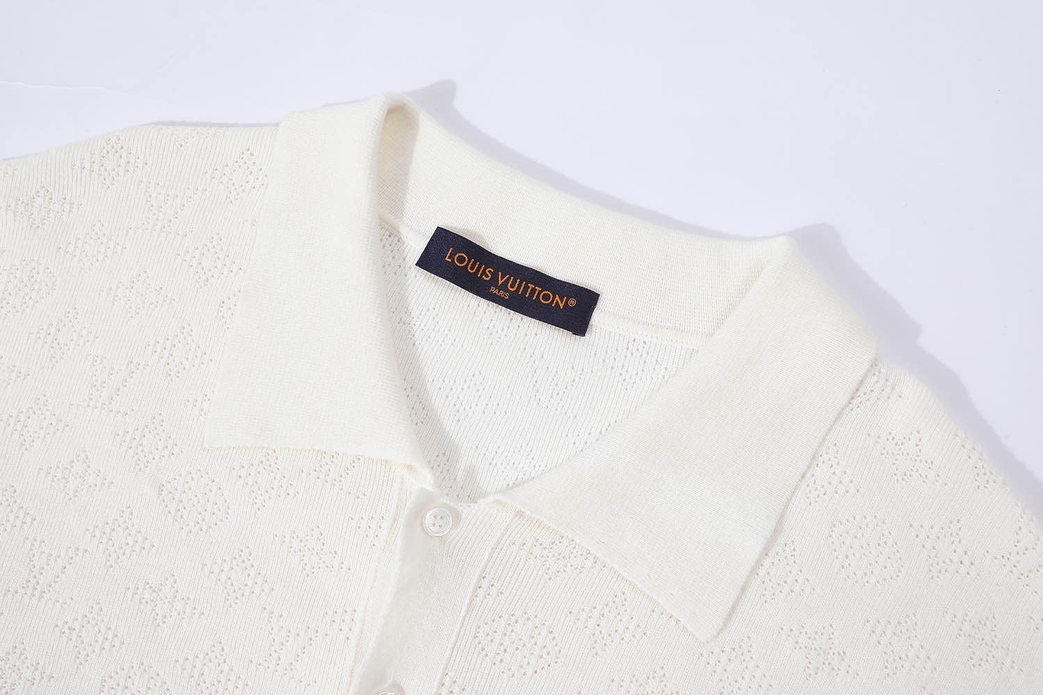 Louis Vuitton SS Logo Pattern Hollow-Out Short-Sleeve Shirt